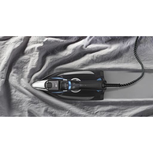 Fier de calcat cu abur Rowenta Focus Excel DW5310D1, 2700 W, abur 45/min, jet de abur 180 g/min, talpa Microsteam 400, Mod Eco, varf profilat, abur vertical, sistem antipicurare, functie anticalcar, negru & albastru