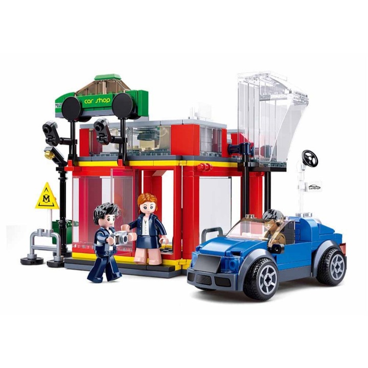 Set de constructie Sluban B0759A, Salon auto, 302 piese, Multicolor