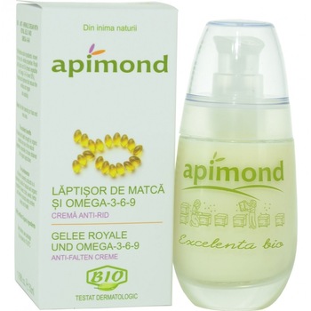 Crema anti-rid cu Laptisor de Matca si Omega 3 Bio 50 ml, Apimond Crema anti-rid cu Laptisor de Matca si Omega 3 Bio 50 ml, Apimond