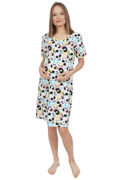 Camasa pentru sarcina si alaptare, Vienetta, Model Panda, Multicolor, INT, Multicolor