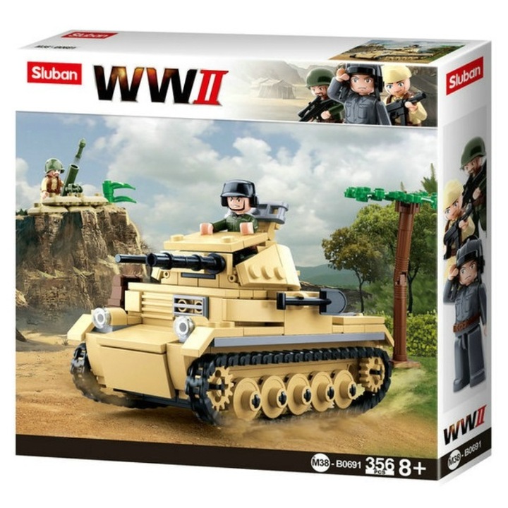 Конструктор Sluban WWII B0691, Танк, 356 части, Многоцветен