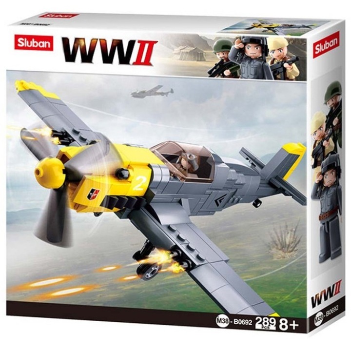 Set de constructie Sluban B0692, Avion militar, 289 piese, Multicolor