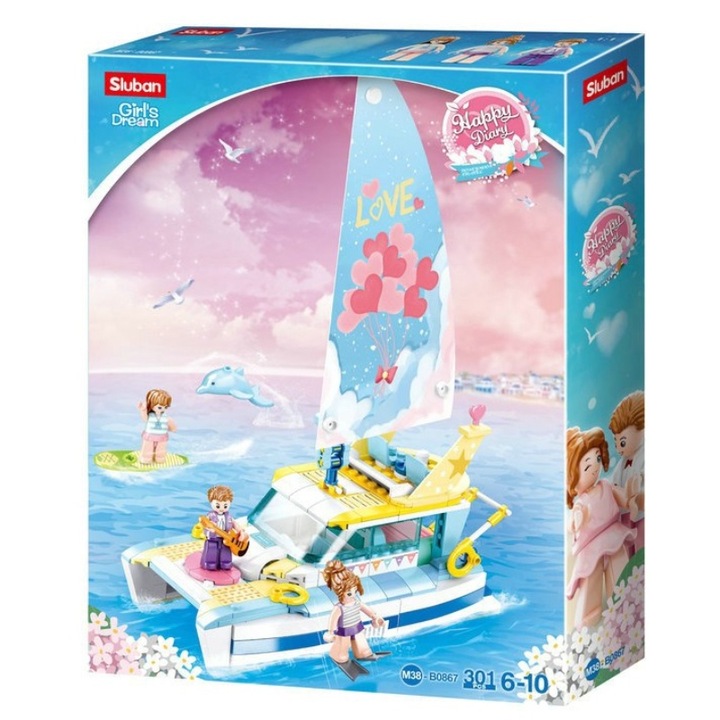 Set de constructie Sluban B0867, Barca, 301 piese, Multicolor