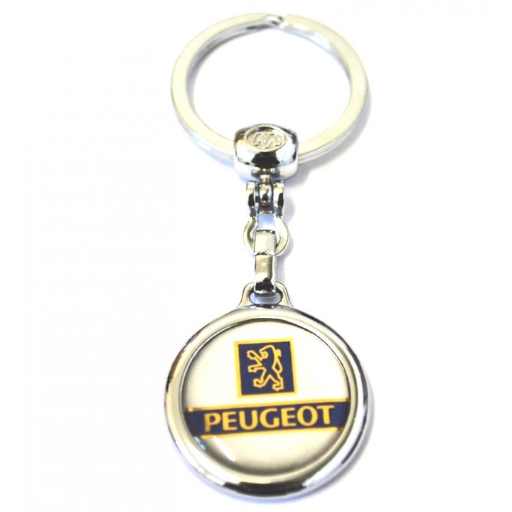 Kerek kulcstartó, szilikon fém Peugeot