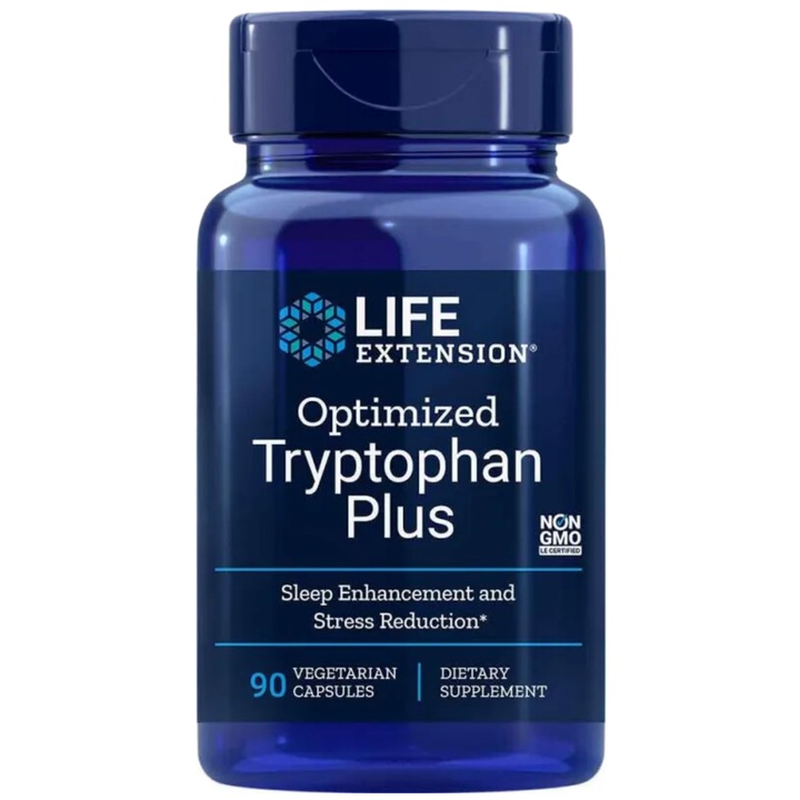 Supliment Alimentar, Life Extension, L-Triptofan Capsule Pentru Femei, Suport Pentru Sistemul Nervos, Oral, Fara Omg, Vegetarian, 90 Bucati