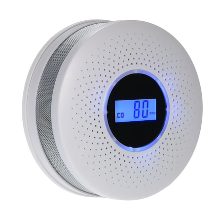 Detector 2 in 1 fum si monoxid carbon, Zenno, Senzor dual, semnalizare sonora si LED, Afisaj LCD, Alb