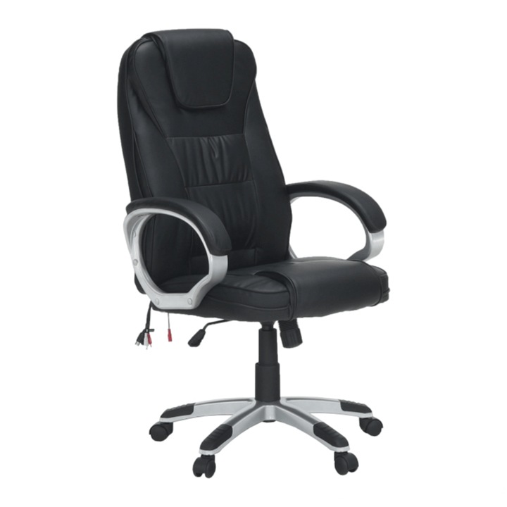 Черен геймърски стол с масажна функция Tyler 64x70x123 см