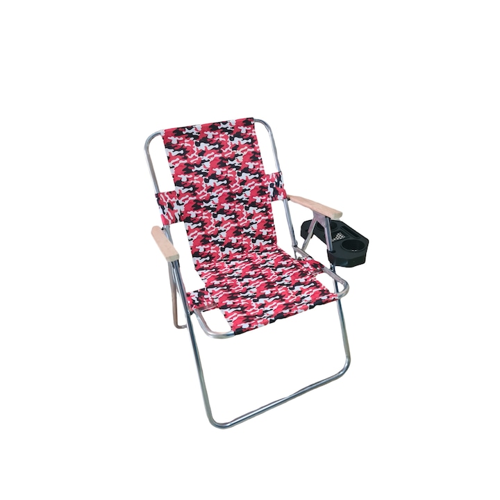 Összecsukható szék, horgász, kemping, 40x40x75 cm, fém, Red Camouflage