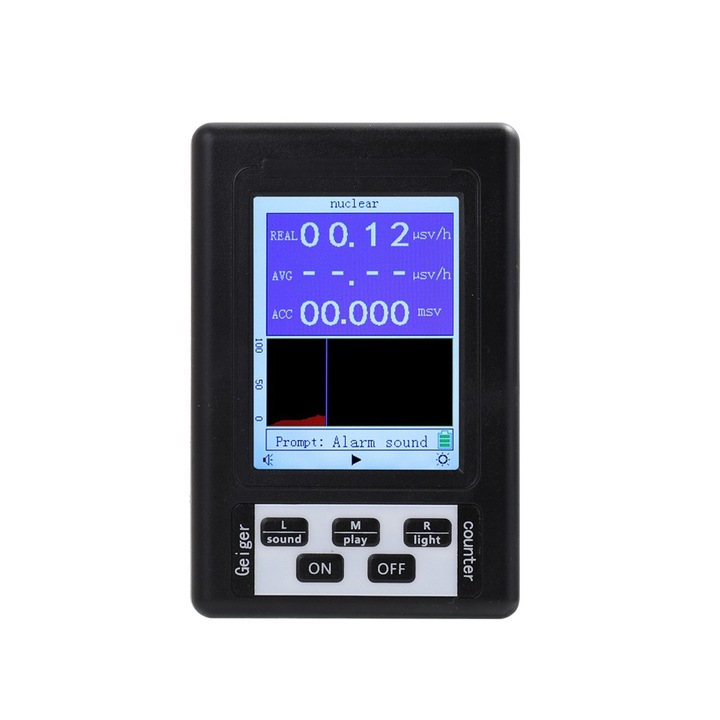 OEM Geiger számláló, sugárzásérzékelő, mW, 0-99,99 µSv/h, LCD, fekete