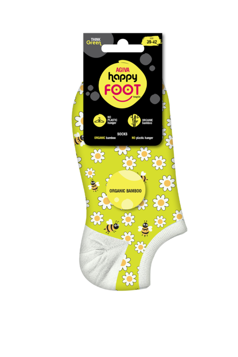 Дамски чорапи за Дамски чорапи за маратонки Agiva Happy Foottopia, От бамбук, С графичен дизайн,маратонки Agiva Happy Foottopia, От бамбук, С графичен дизайн,, Бледозелен