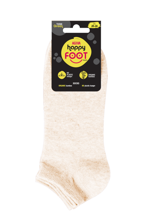 Дамски бамбукови чорапи за маратонки Agiva Happy Foottopia, Бежов
