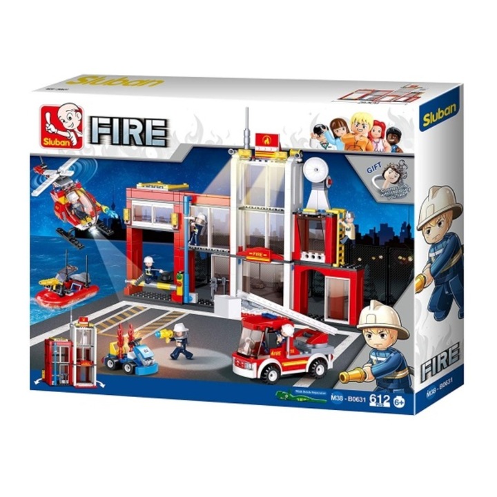 Конструктор Sluban Fire, Пожарникари, 612 части, Многоцветен