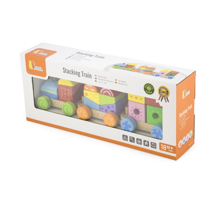 Vonat geometrikus formákkal Viga, 50534, Fa, Multicolor