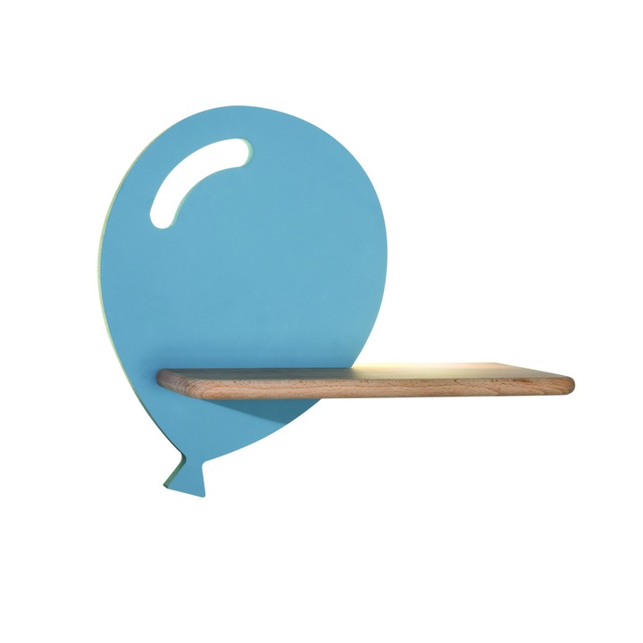 Aplica LED balon, Lemn/MDF, 4W, 4000K, 200 lm, Maro/Albastru