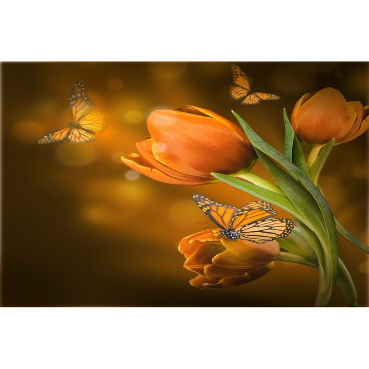 Tablou canvas Lalele portocalii, buchet, 105 x 70 cm