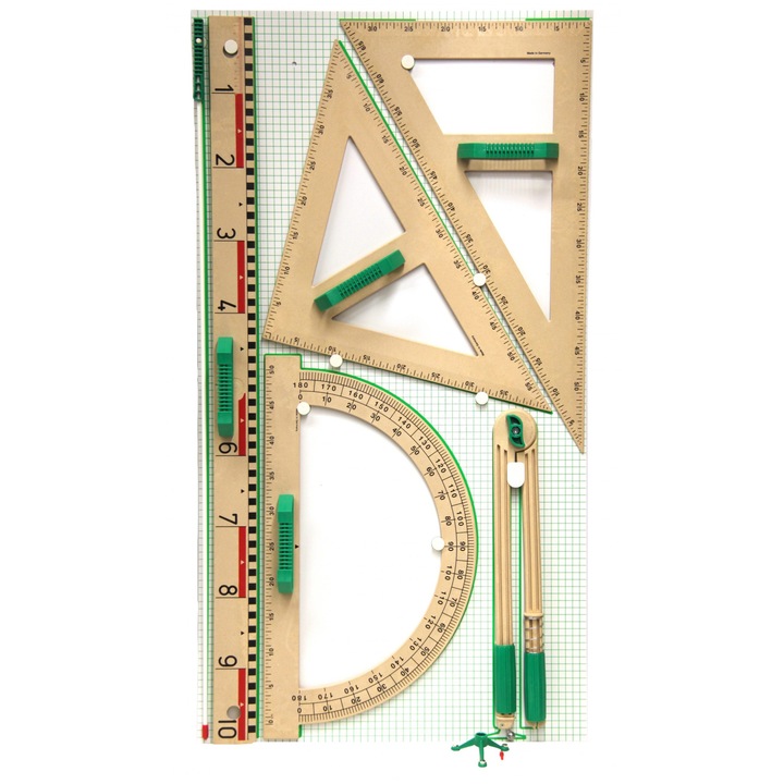 Trusa de instrumente geometrice Magnetice pentru tabla din lemn reciclat