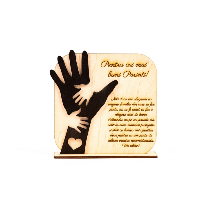 Placheta personalizata din lemn cu maini- Pentru cei mai buni Parinti!