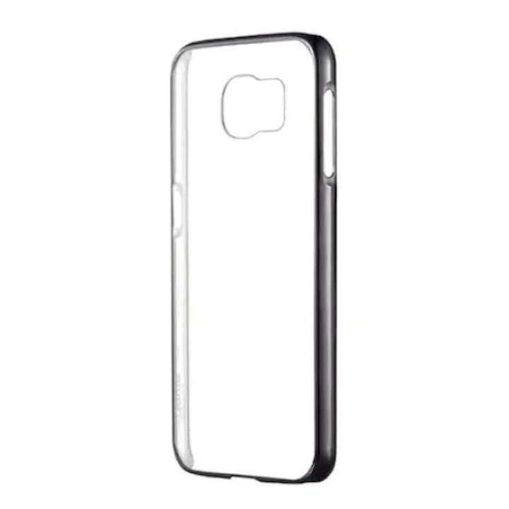 Husa Compatibil cu telefonul Samsung Galaxy S6, G-tech, Glimmer SILVER, Rama Electroplacata