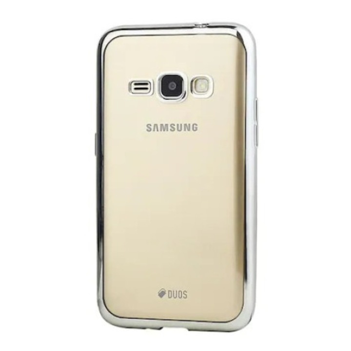 Капак за телефон Samsung Galaxy J1 2016, G-tech, Glimmer SILVER-Balck, Electroplated Frame