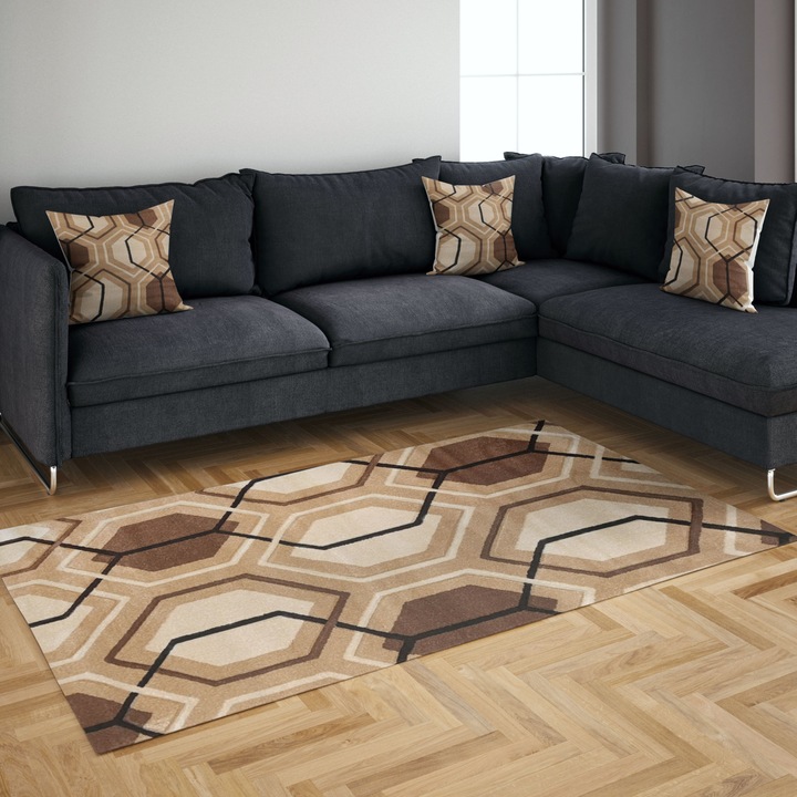 Carvino Twist szőnyeg, modell SC1832A barna bézs, 80 cm x 150 cm