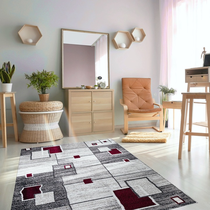 Килим Prato, модел SC30451 0264 Red Grey 80 cm x 150 cm