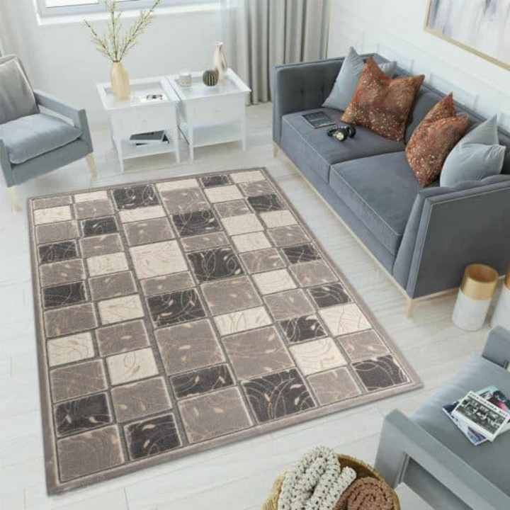 Szürke négyzet alakú Efe szőnyeg, 70x100 cm, 3D