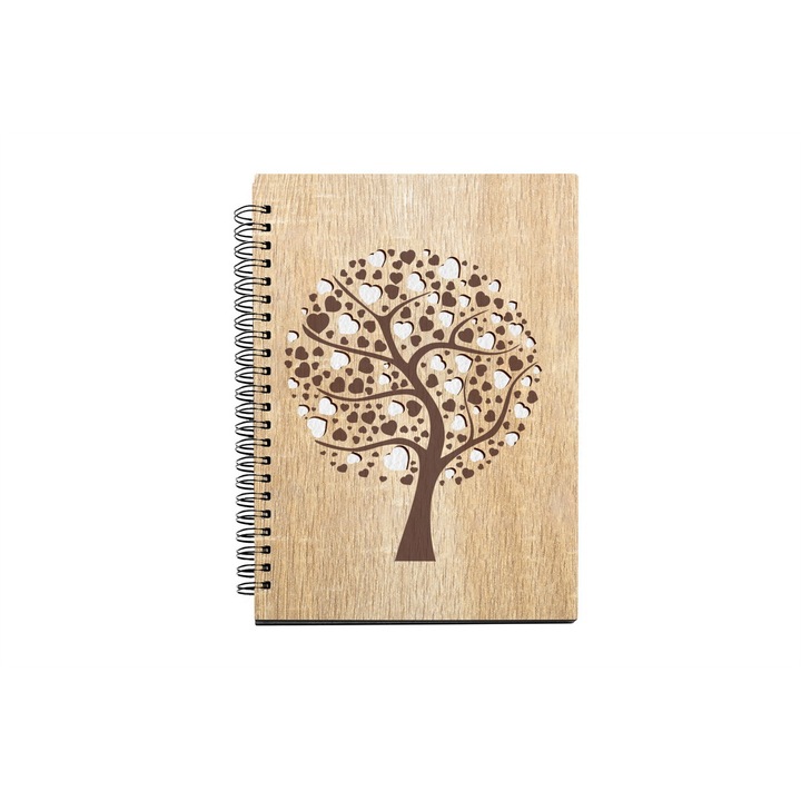 Agenda A5 nedatata cu spirala, MDF, DekoLaser, 15,5 x 21 cm - AG1047C1