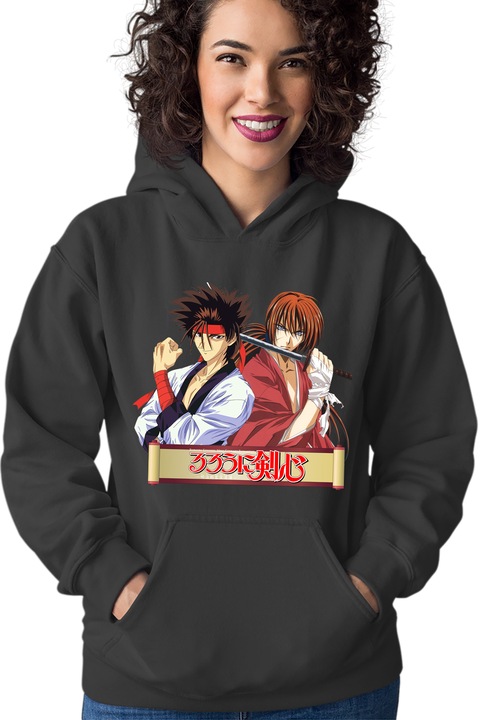 Hanorac dama Rurouni Kenshin Sanosuke Kenshin Manuscript, Negru