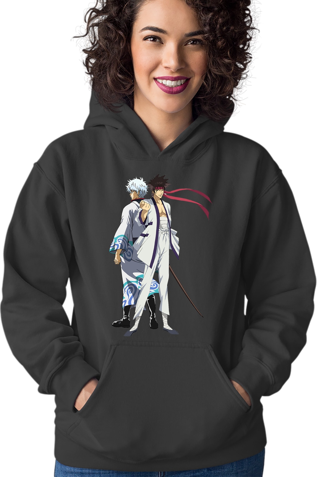 Hanorac dama Rurouni Kenshin Sanosuke Gintoki Samurai, negru