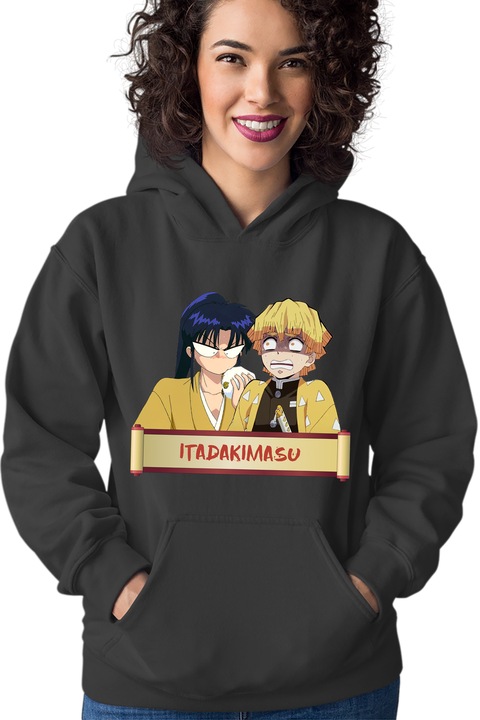 Hanorac dama Rurouni Kenshin Kaori Zenitsu Eat Fun Manga, Negru