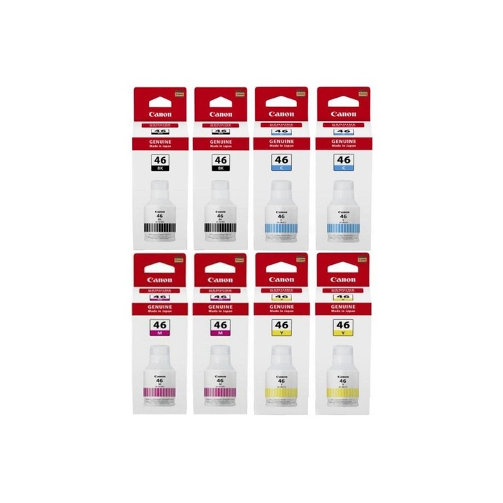 Canon eredeti tintapalack csomag 2x GI-46B fekete, 2x GI-46C cián, 2x GI-46M bíbor, 2x GI-46Y sárga, 96000 oldal