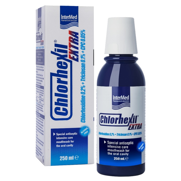 Вода за уста Chlorhexil Extra, Intermed, За грижа за зъбите и венците, 250 мл