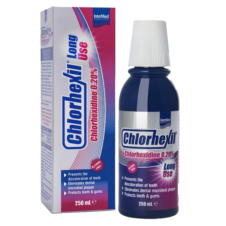 Вода за уста Chlorhexil Long Use, Intermed, За грижа за зъбите и венците, 250 мл