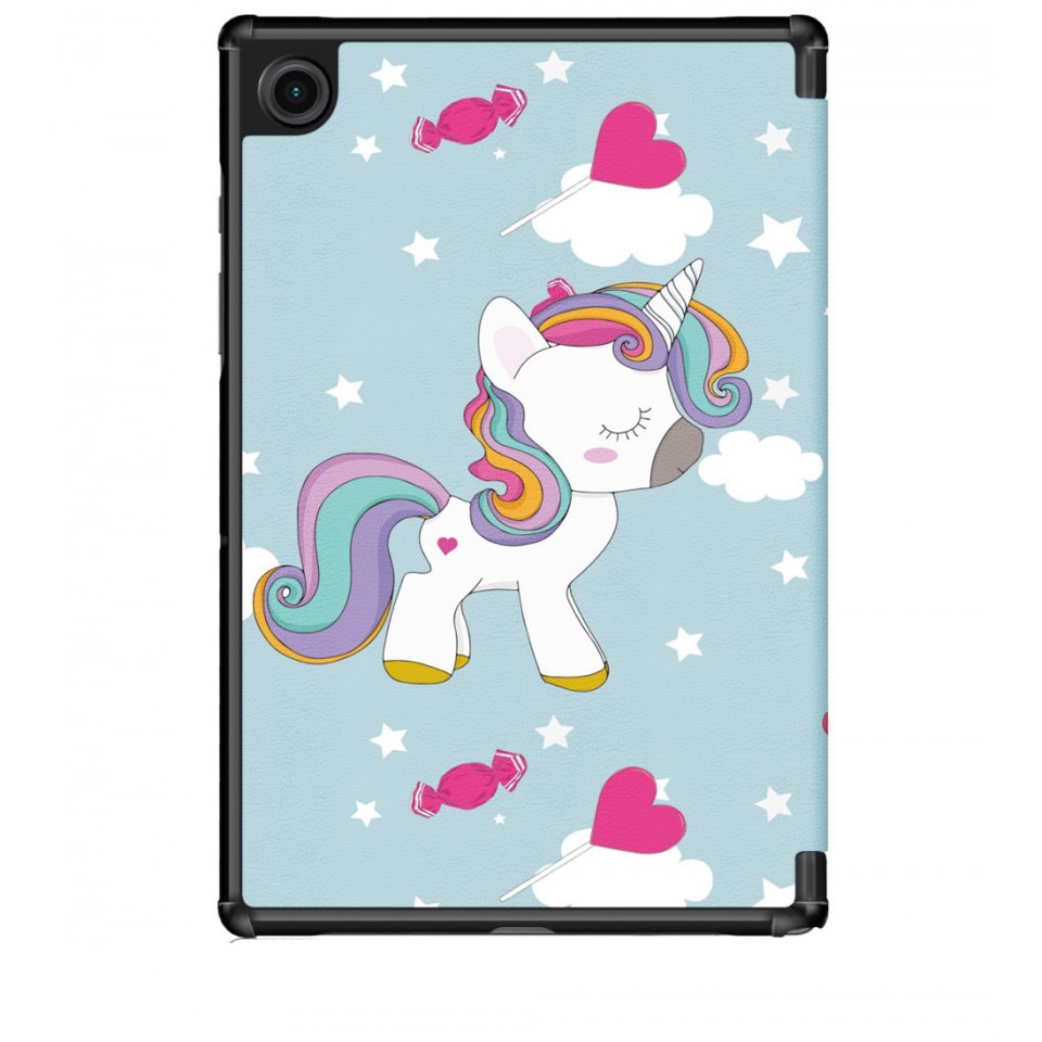 Husa Smart Cover tableta, pentru Samsung Galaxy Tab A8 10.5 X-200 X205 unicorn, albastru deschis