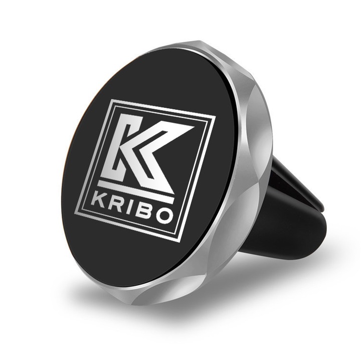 Suport auto pentru telefon Kribo Magnetic Air Vent, Prindere la sistemul de ventilatie, cu 2 placute metalice incluse, Silver