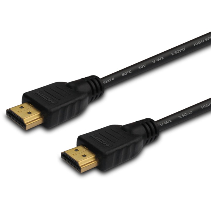 Кабел Savio CL-38 HDMI, 15m, HDMI-A, черен