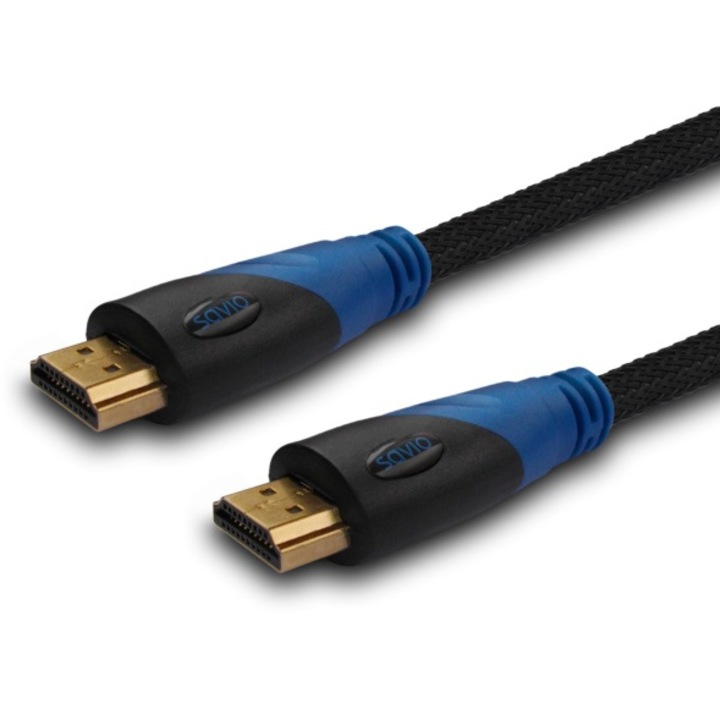 Кабел Savio CL-02 HDMI, 1.5m, HDMI-A, черен, син