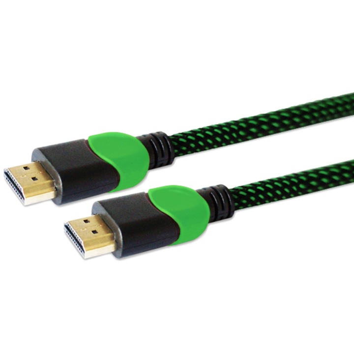 Кабел Savio GCL-03 HDMI, 1.8m, HDMI-A, черен, зелен