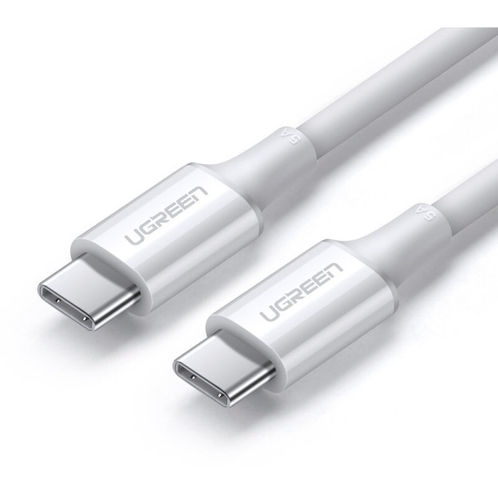 Кабел Ugreen US300, USB-C към USB-C, PD, 100W, 5A, 2m, бял