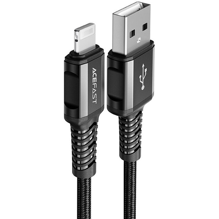 Кабел Acefast C1-02, MFI, USB към Lightning, 1.2 m, 2.4A, черен