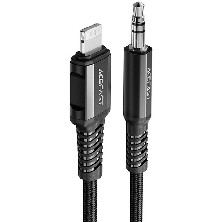 Кабел Acefast C1-06, MFI, Lightning към 3.5 mm mini jack male, 1.2 m, AUX, черен