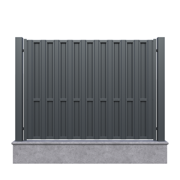 Panou gard mediu, Todome, Model 72 cu sipca, negru, 200 x 150 cm