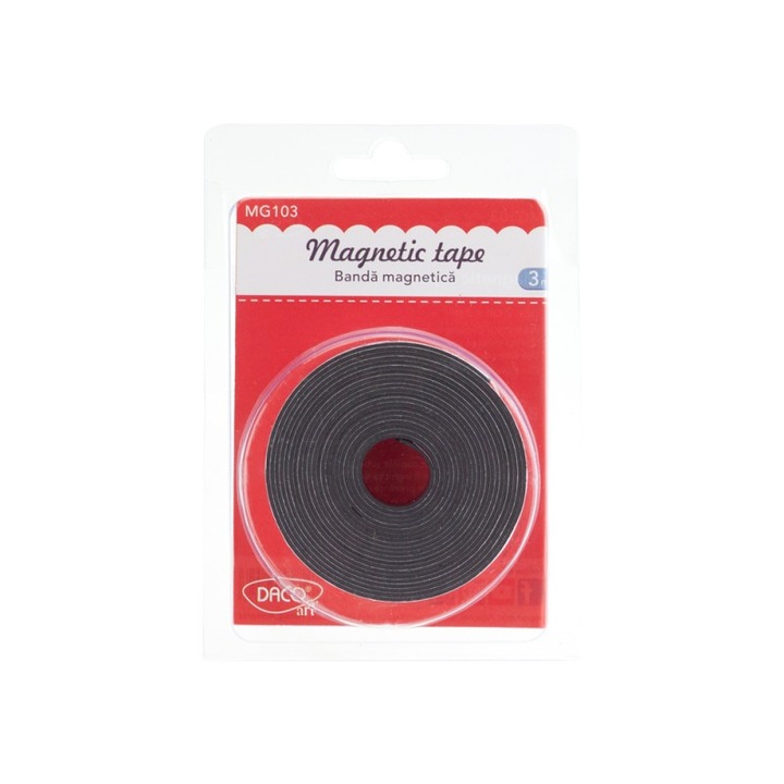 Banda magnetica, DACO, Autoadeziva, Rola 3 m, Latime 2 cm, Negru