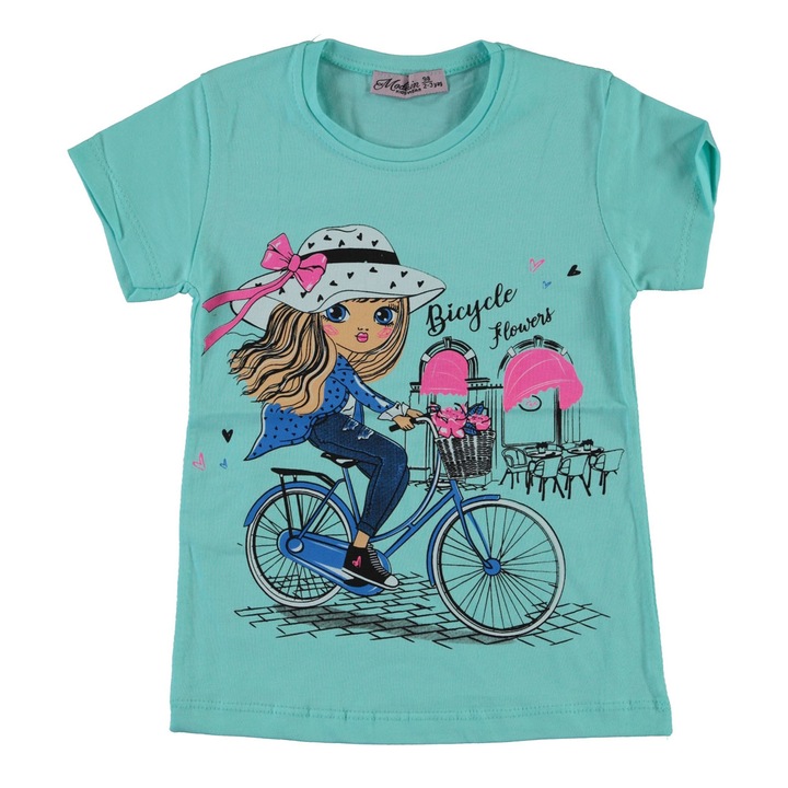 Green Bicycle Flowers póló, Pisztáciazöld