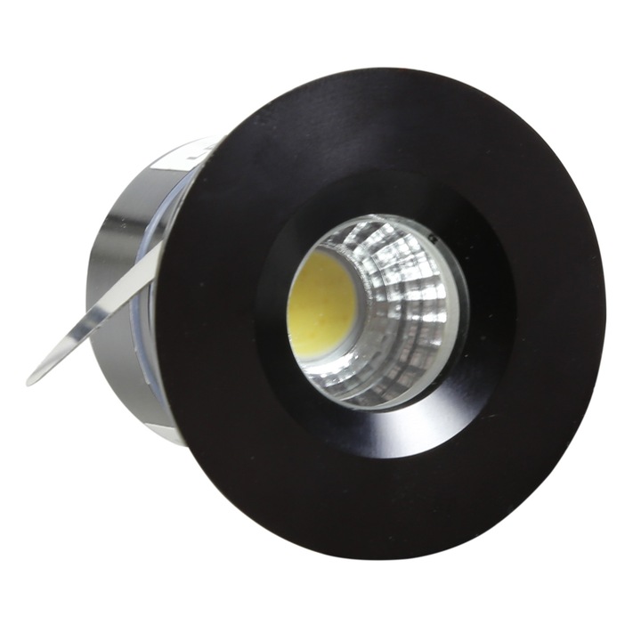 Spot LED incastrabil, Aluminiu/Sticla, 3W, 210 lm, Negru