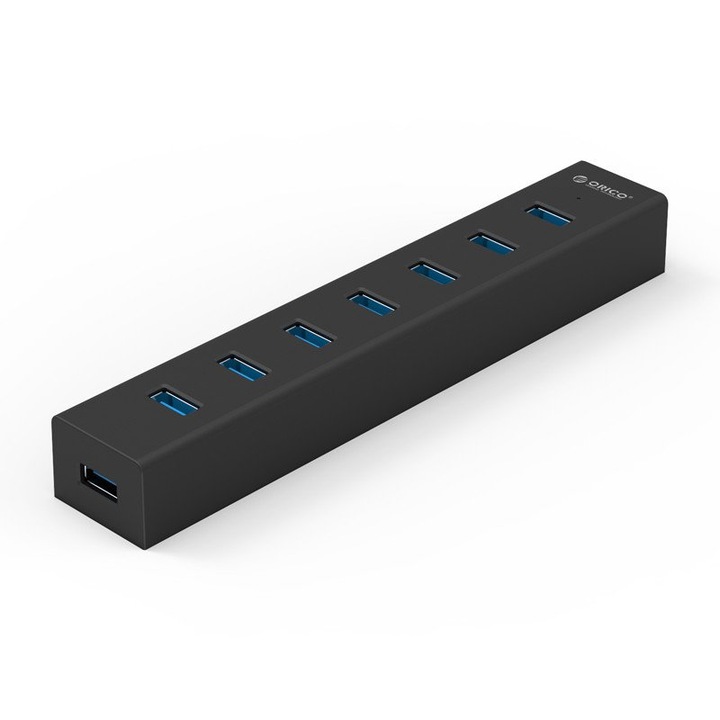 USB-elosztó Orico H7013-U3-V1-BK-BP, 7 portos USB3.0, fekete