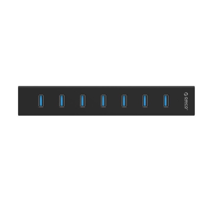 USB-elosztó Orico H7013-U3-V1-BK-BP, 7 portos USB3.0, fekete