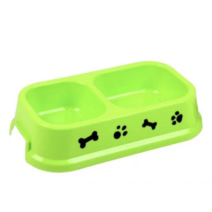 catron dublu pentru hrana si apa destinat cainilor si pisicilor cu model culoare verde imagen 31_0_
6