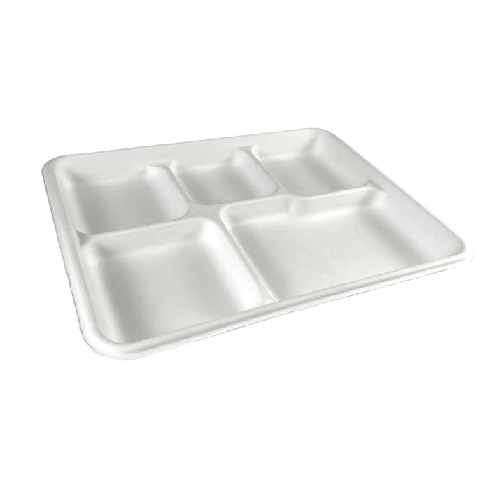 Set 50 bucati, tava Bio cu 5 compartimente, 24x19 cm