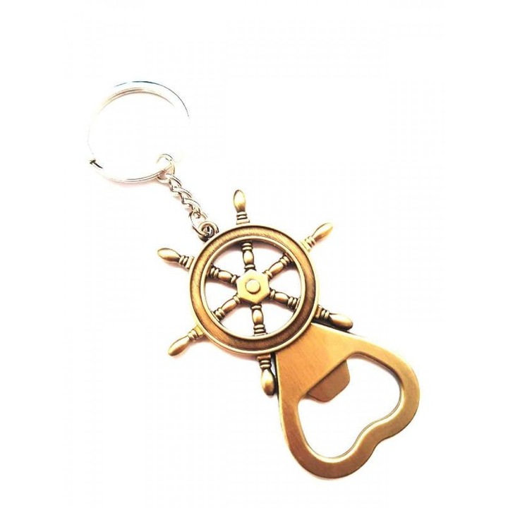 Breloc cheie din metal - Timona corabie, cu functie desfacator - Motor Starter